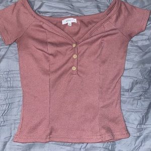 blush pink button top